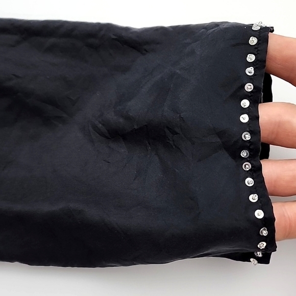 Ninety Sequined 100% Silk Black Tunic Round Neckline  Long Sleeves Size Small - Picture 5 of 8